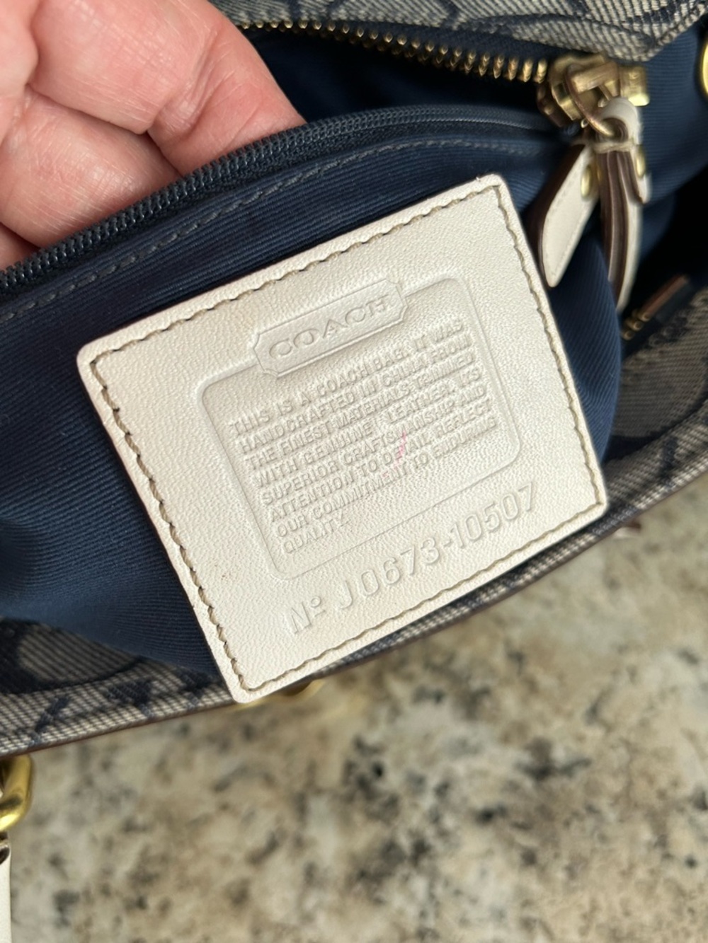 Coach Signature Rare Denim Collection Optic Blue White Hampton Satchel Handbag - Picture 4 of 16